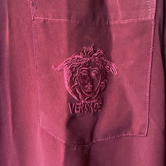 VERSACE JEANS COUTURE. As-Is  Embroidered Buttons down red color Mens SHIRT sz M - Picture 7 of 16